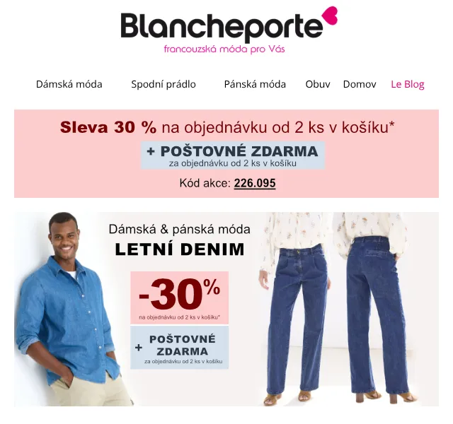 Blancheporte: -30 % na letní denim – červen 2026 | Nuslet.cz