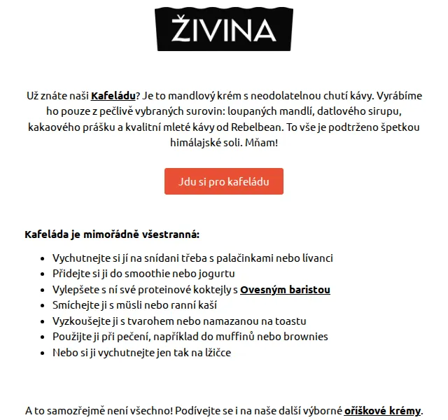 Živina: Kávově oříškový krém Kafeláda – červen 2026 | Nuslet.cz