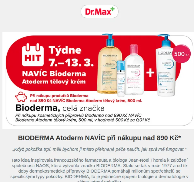 Dr.Max E-shop: BIODERMA Atoderm krém jako bonus – březen 2022 | Nuslet.cz