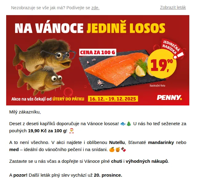 Penny: Losos za 19,90 Kč – prosinec 2025 | Nuslet.cz