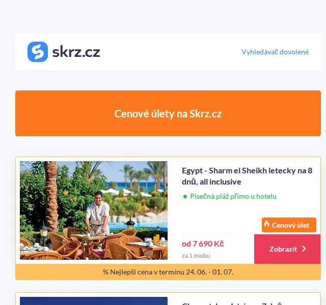 Skrz: 8 dnů u moře od 7 690 Kč – červen 2026 | Nuslet.cz