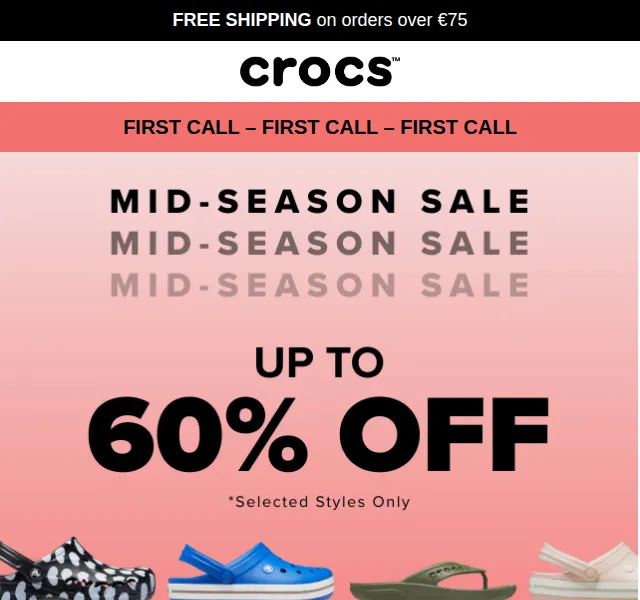 Crocs: Mid-Season Sale až 60 % sleva – červen 2026 | Nuslet.cz