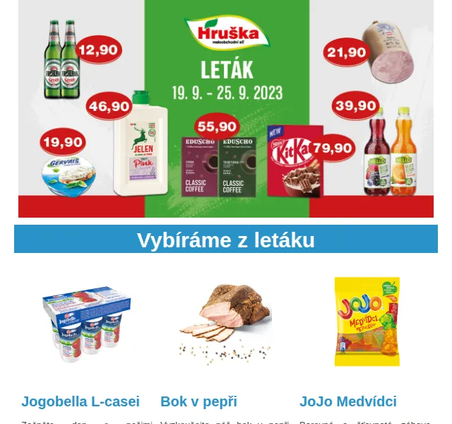 Váš HRUŠKA tým: Jogobella 69,90 Kč – červen 2026 | Nuslet.cz