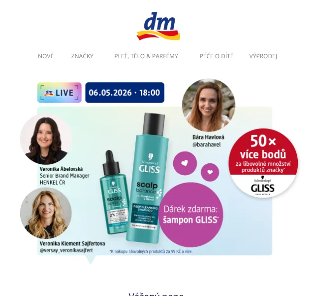 dm Drogerie: Schwarzkopf GLISS šampon + eKupony – květen 2026
