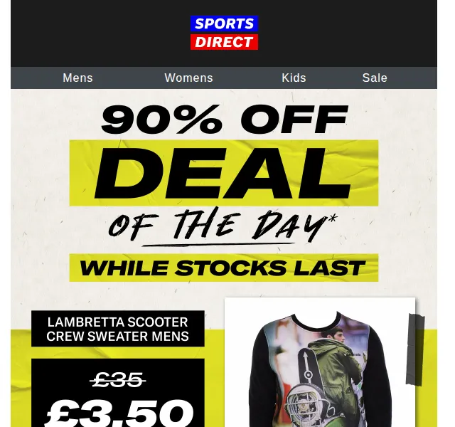 Sportsdirect: Lambretta Sweater za 90 Kč – červen 2026 | Nuslet.cz