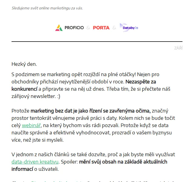 PROFICIO tým: online marketingová data – návod uvnitř – září 2026 | Nuslet.cz