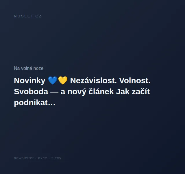 Na volné noze: Nový článek o podnikání – červen 2026 | Nuslet.cz