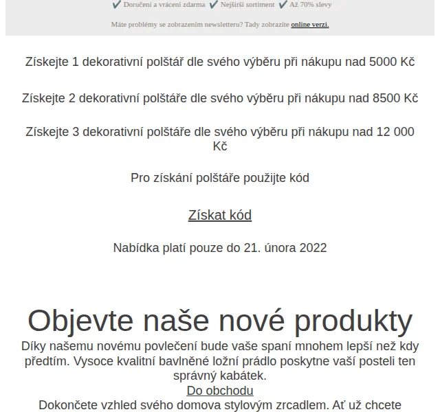 Beliani.cz: Až 3 polštáře zdarma při nákupu nad 5 000 Kč – červen 2026 | Nuslet.cz