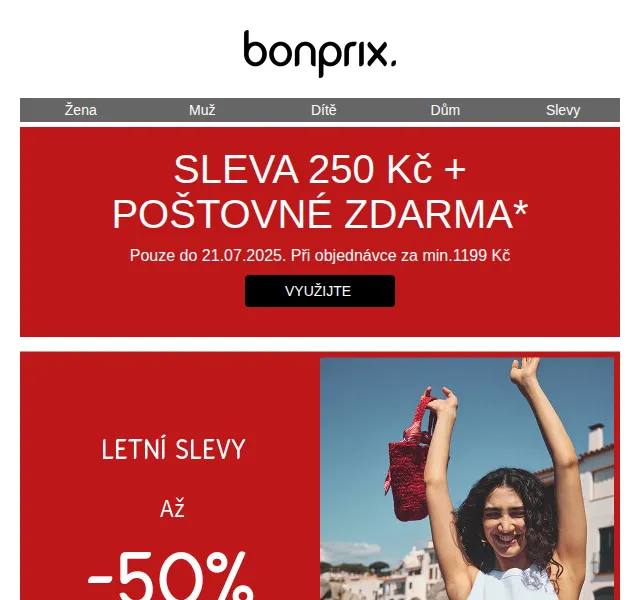 bonprix: Sleva až 50 % + 250 Kč a poštovné zdarma – červenec 2025 | Nuslet.cz