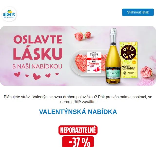 Albert: Tulipány 49,90 Kč a Prosecco 159 Kč – červen 2026 | Nuslet.cz
