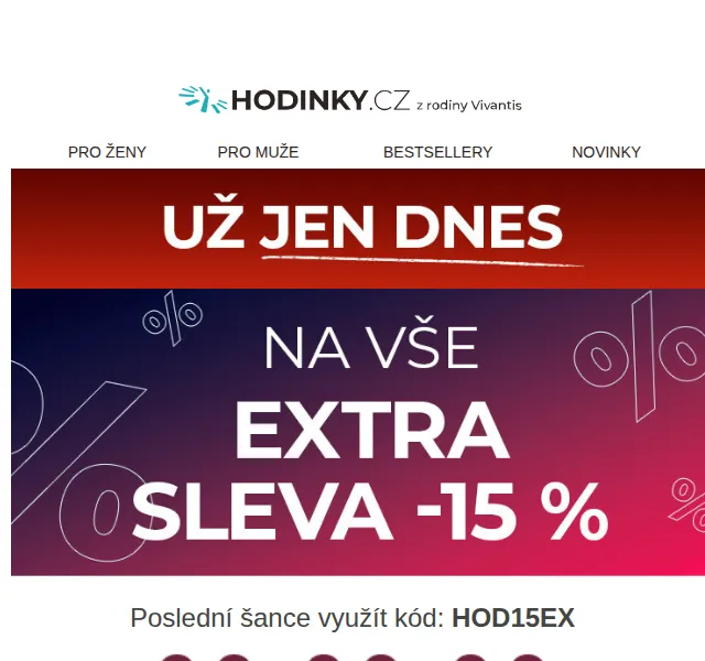 Hodinky.cz: sleva 15 % na vše – červen 2026 | Nuslet.cz