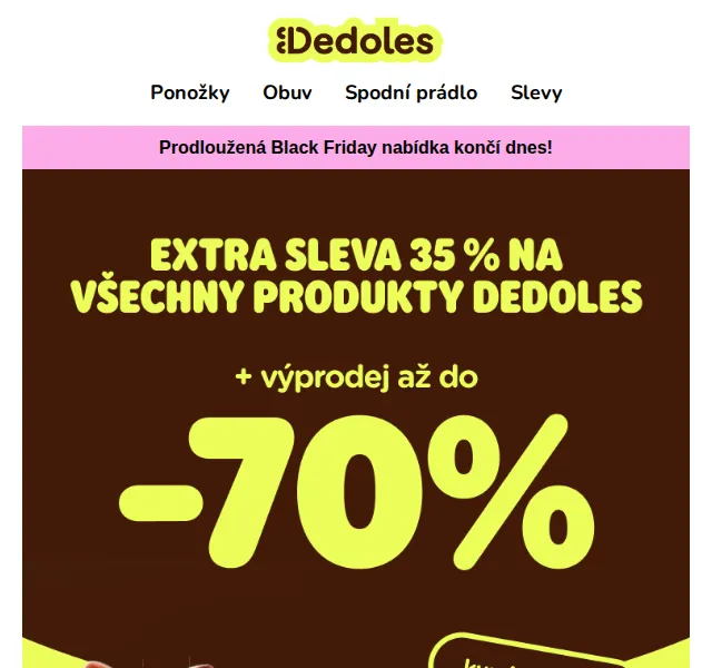 Dedoles.cz: Black Friday až do –70 % a 35 % sleva s kódem – Červenec 2026 | Nuslet.cz