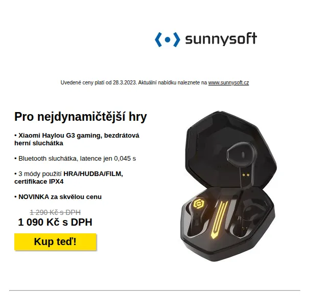 Sunnysoft: Úsporná sprchová hlavice a herní sluchátka – červen 2026 | Nuslet.cz