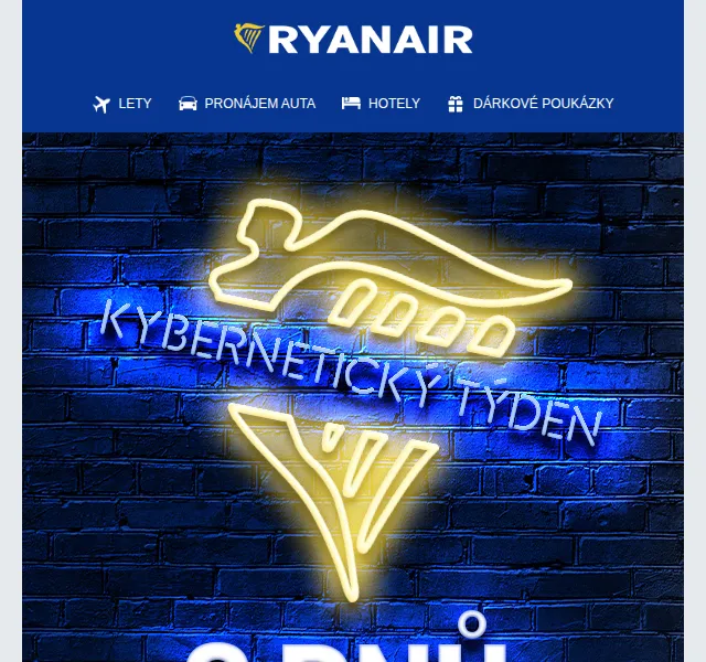 Ryanair: Kybernetický týden plný slev – listopad 2026 | Nuslet.cz