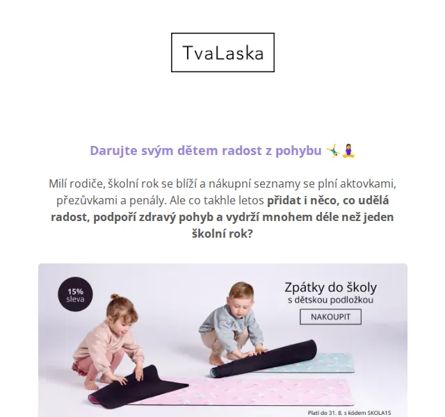 Niki a Ctirad z TvaLaska: 15% sleva na dětské podložky – červen 2026 | Nuslet.cz