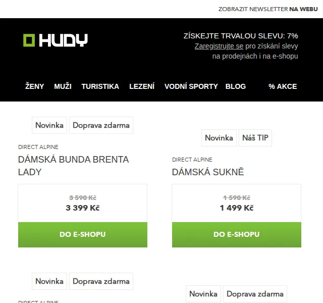 Hudy: Slevy na Direct Alpine, Mammut, Deuter – červenec 2026 | Nuslet.cz