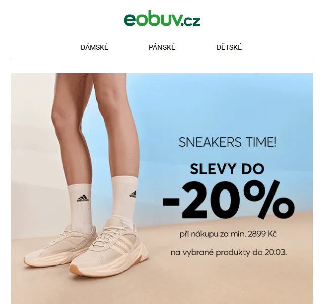 Eobuv.cz: akce Sneakers Time – sleva -15% nebo -20% – červenec 2026 | Nuslet.cz