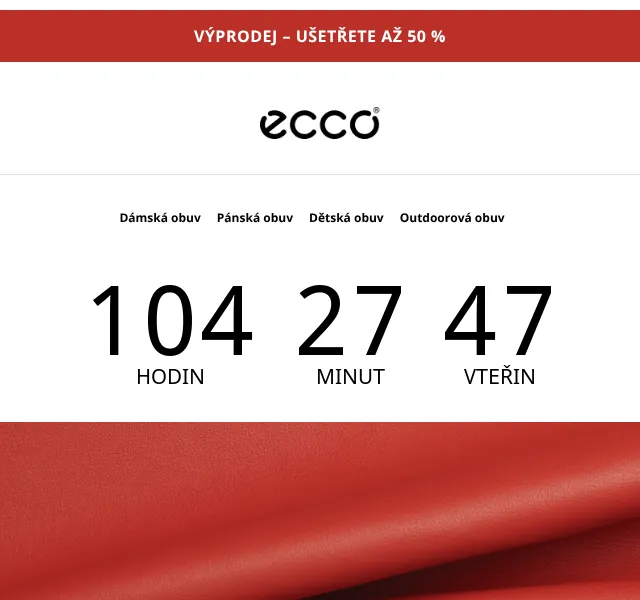 ECCO: až 50 % sleva na obuv – srpen 2026