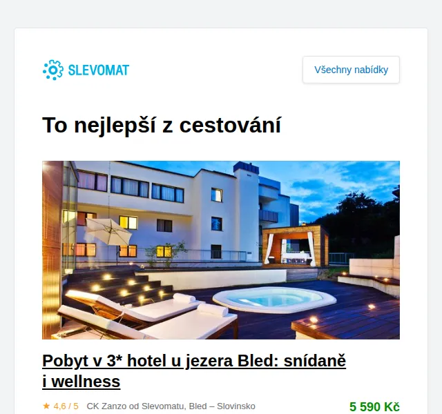 Slevomat: Pobyt v 3* hotel u jezera Bled od 5 590 Kč – červen 2026 | Nuslet.cz