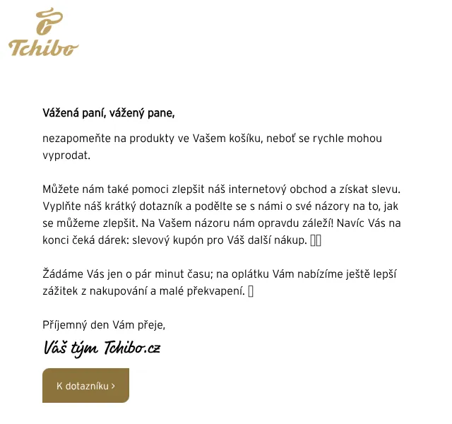 Tchibo: Dotazník = sleva na nákup – září 2026
