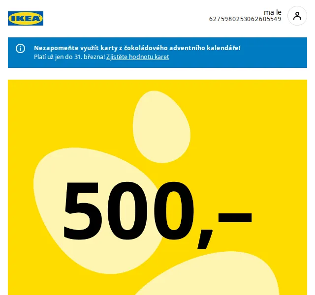 IKEA: Sleva 500 Kč na nákup + 25 % na nádobí – březen 2026
