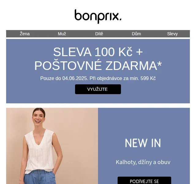 bonprix: SLEVA 100 Kč + poštovné zdarma – červen 2025 | Nuslet.cz