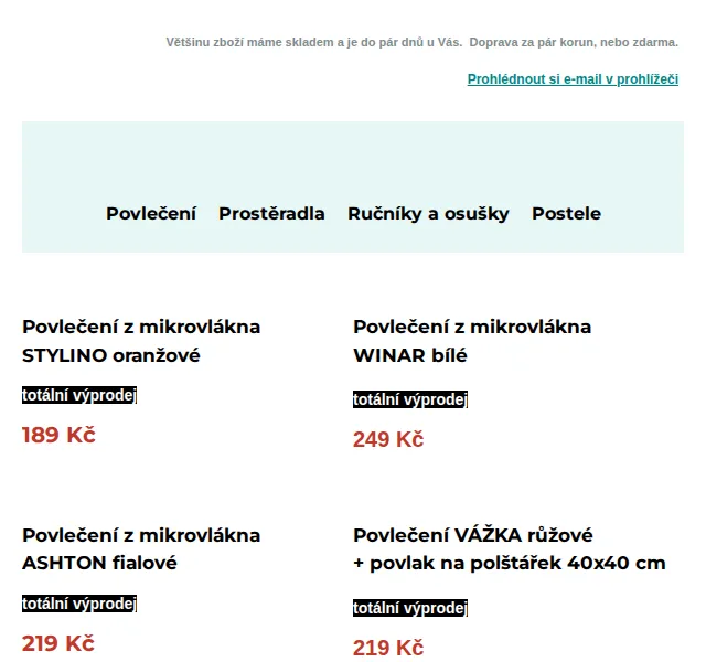 Výprodej povlečení: sady už od 179 Kč – červenec 2026 | Nuslet.cz