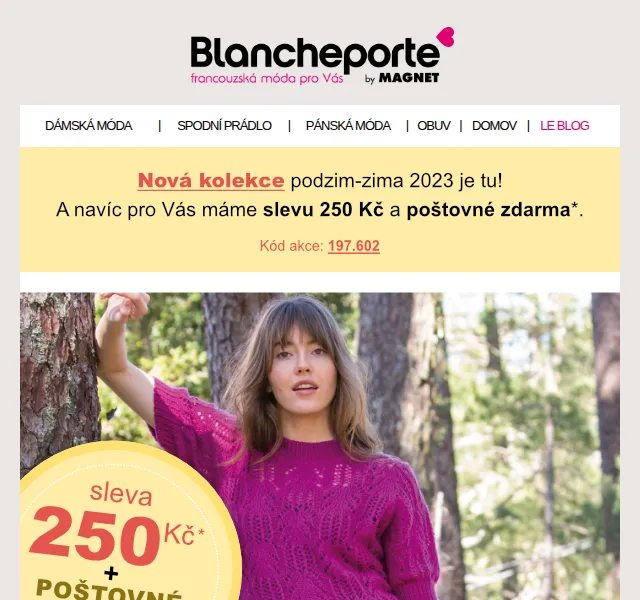 Blancheporte: Módní trendy podzim 2026 – 250 Kč sleva | Nuslet.cz
