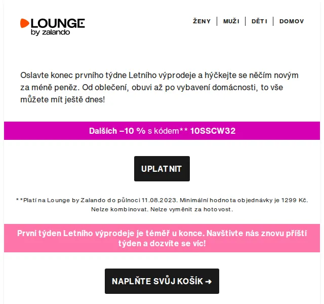 Lounge by Zalando: až 75% sleva + extra 10% kód – červenec 2026 | Nuslet.cz