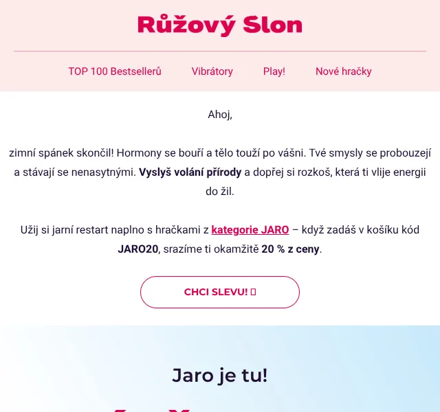 RuzovySlon.cz: 20 % sleva na jarní bestsellery – duben 2026