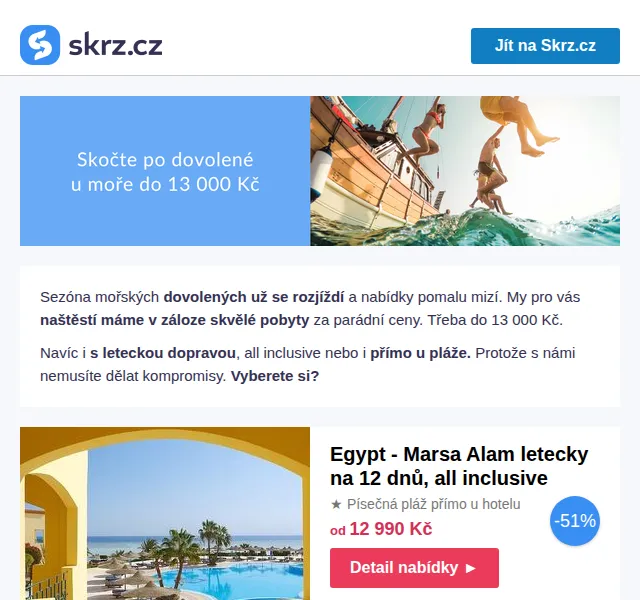 Skrz.cz: Dovolená u moře do 13 000 Kč – červen 2026 | Nuslet.cz