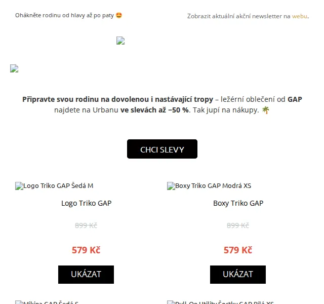 UrbanStore: GAP slevy až 50 % – červenec 2026 | Nuslet.cz