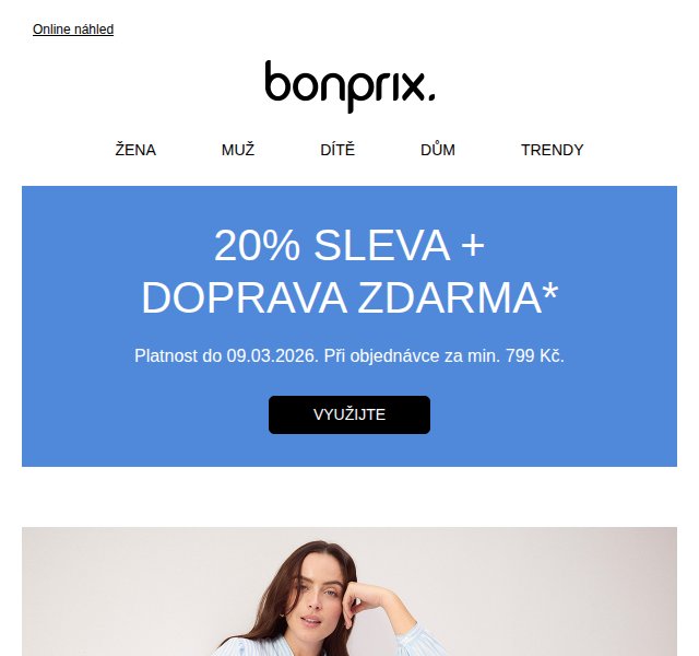 Bonprix: 20 % sleva + doprava zdarma – březen 2026