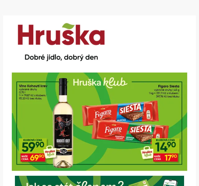 Hruška: Smetana 25,90 Kč, Börek, Kečup – červenec 2026