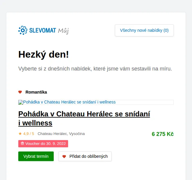 Slevomat: Pohádka v Chateau Herálec se snídaní i wellness – červen 2026 | Nuslet.cz