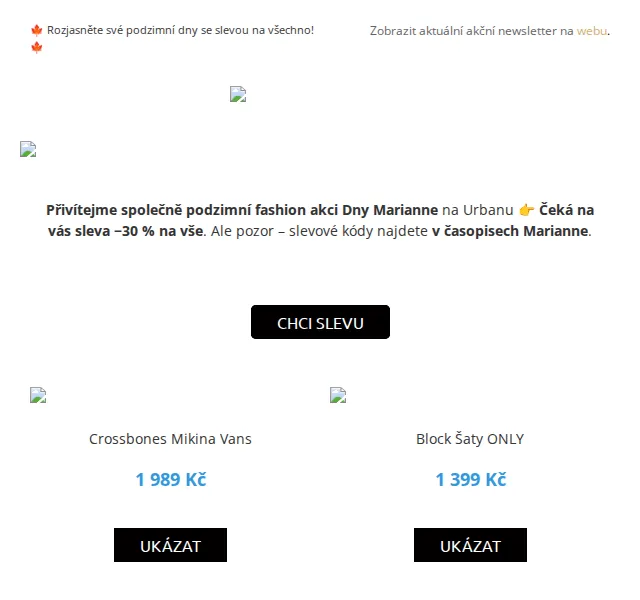 UrbanStore: Dny Marianne – sleva 30 % – červen 2026 | Nuslet.cz