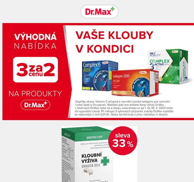 Dr.Max: Slevy až 33 % na kloubní výživu – červen 2026 | Nuslet.cz