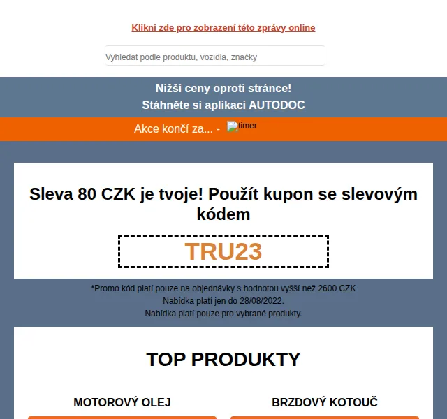 Autodoc.cz: Sleva 80 Kč na autodíly – červen 2026 | Nuslet.cz
