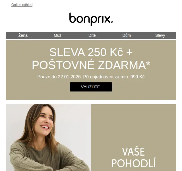 Bonprix: sleva 250 Kč na outfit – duben 2026 | Nuslet.cz