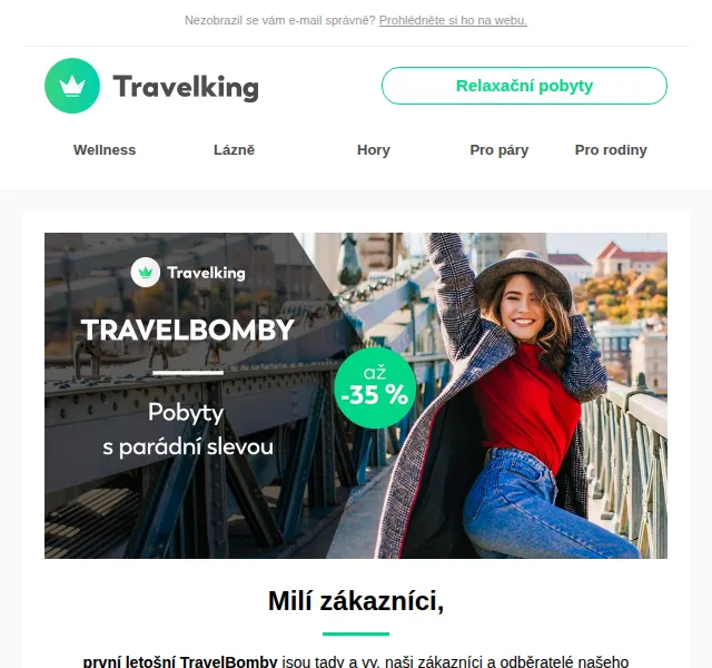 Travelking: Až −35 % na pobyty TravelBomby – červenec 2026 | Nuslet.cz
