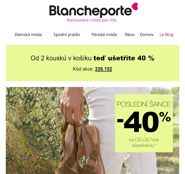 Blancheporte: -40 % letní obuv – srpen 2026 | Nuslet