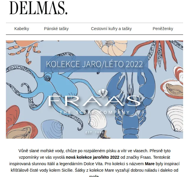Delmas: šátky Fraas jaro/léto od 1 490 Kč – červen 2026 | Nuslet.cz