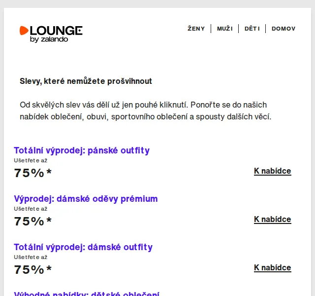 Lounge by Zalando: slevy až 75 % na módu – červen 2026 | Nuslet.cz