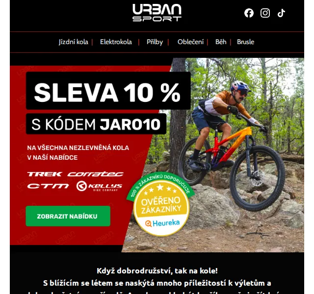 Urban-sport.cz: Cyklistická výbava se slevou až 74 % – červen 2026 | Nuslet.cz