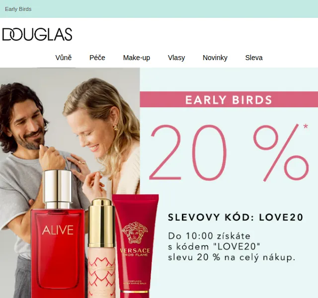 Douglas CZ: Sleva 20 % na celý nákup Early Birds – červen 2026 | Nuslet.cz