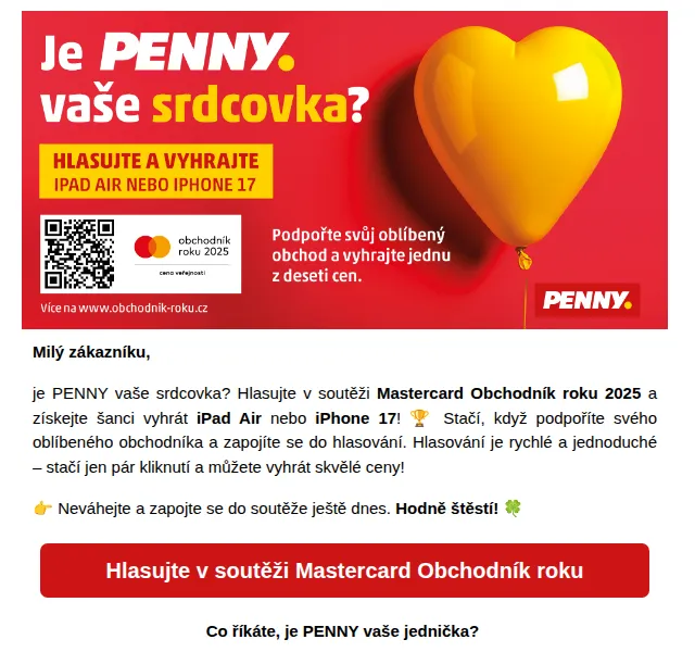 Penny: Hlasujte v soutěži Mastercard Obchodník roku a vyhrajte iPhone 17 – červen 2026 | Nuslet.cz