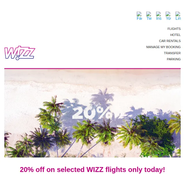 Wizz Air: 20% sleva na vybrané letenky – červenec 2026 | Nuslet.cz