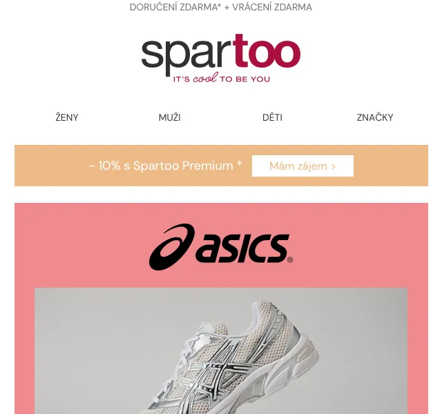 Spartoo.cz: Doručení zdarma Asics, Fred Perry, New Balance – září 2026