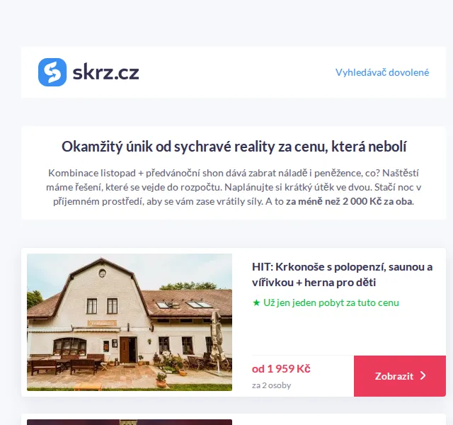 Skrz: Levné pobyty s wellness a stravou – červen 2026 | Nuslet.cz