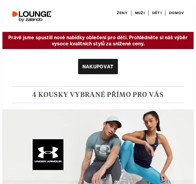Lounge by Zalando: Dětské oblečení Under Armour, ECCO, Mustang se slevou až 80 % – červen 2026 | Nuslet.cz